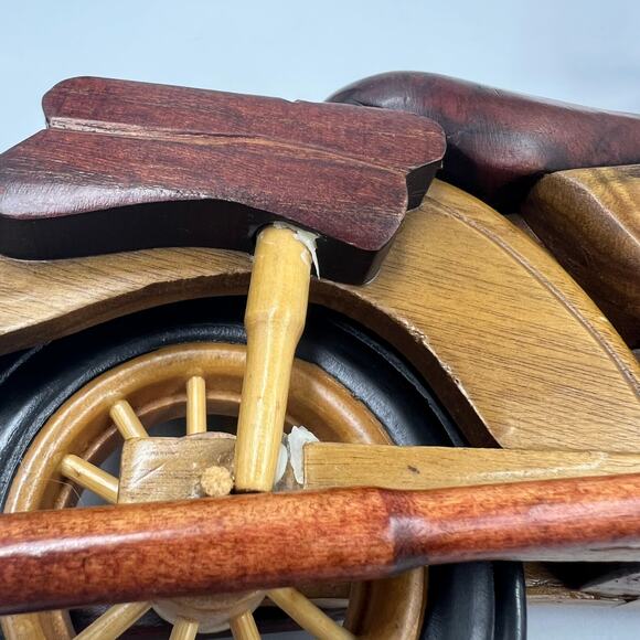 Vintage Handmade Exotic Hard Wood Decorative Motorcycle Bike Harley 14" - Picture 4 of 15